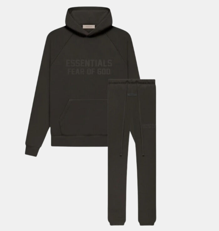 Fear of God Essentials Tonal Stacked Logo Tracksuit Set — Off Black