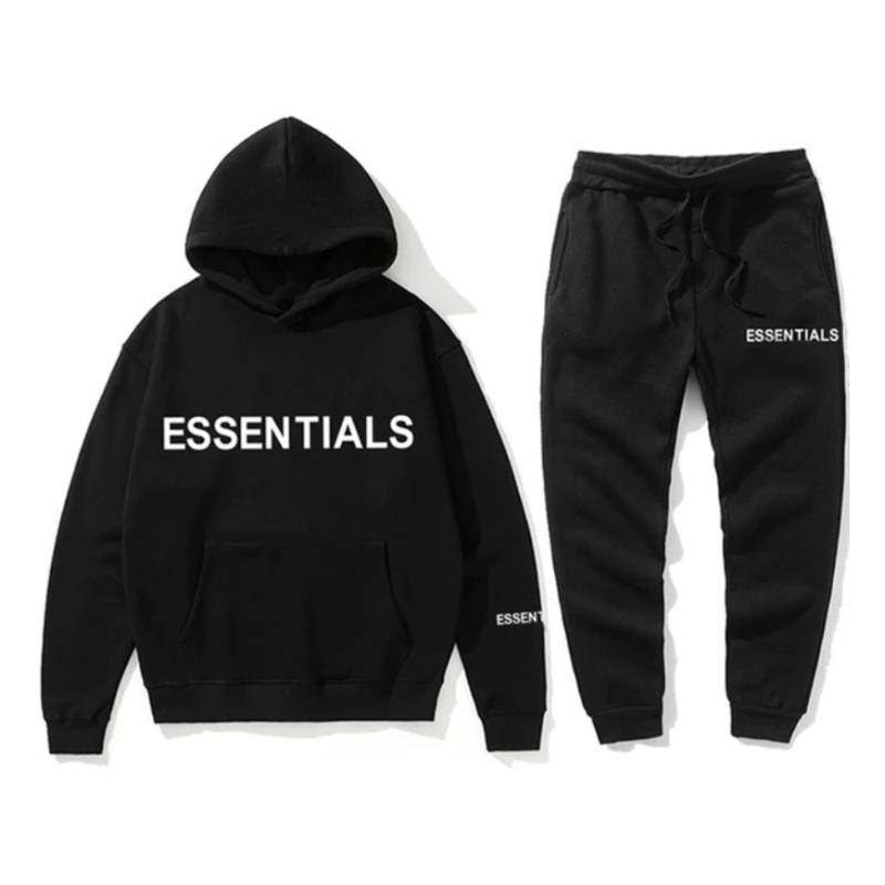 Essentials Bold Logo Tracksuit Set — Black