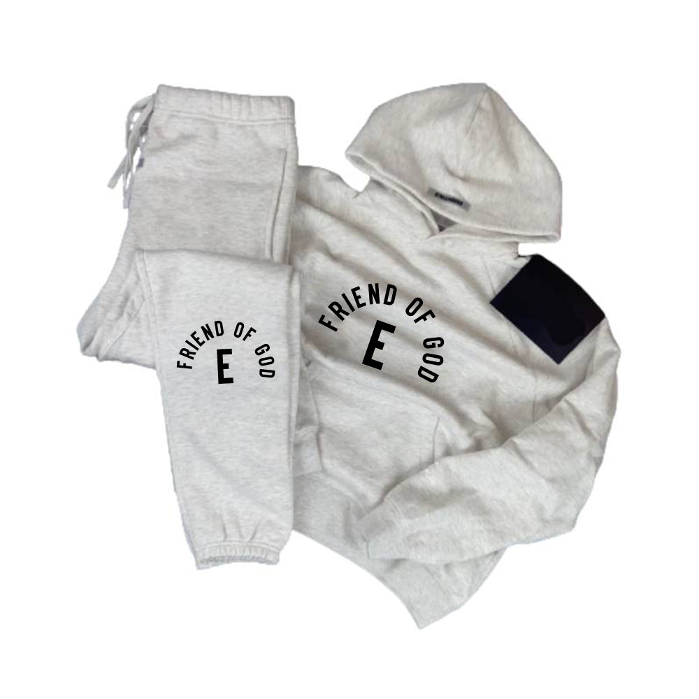 Fear of God Essentials ‘Friend of God’ Tracksuit Set — Light Grey Marl