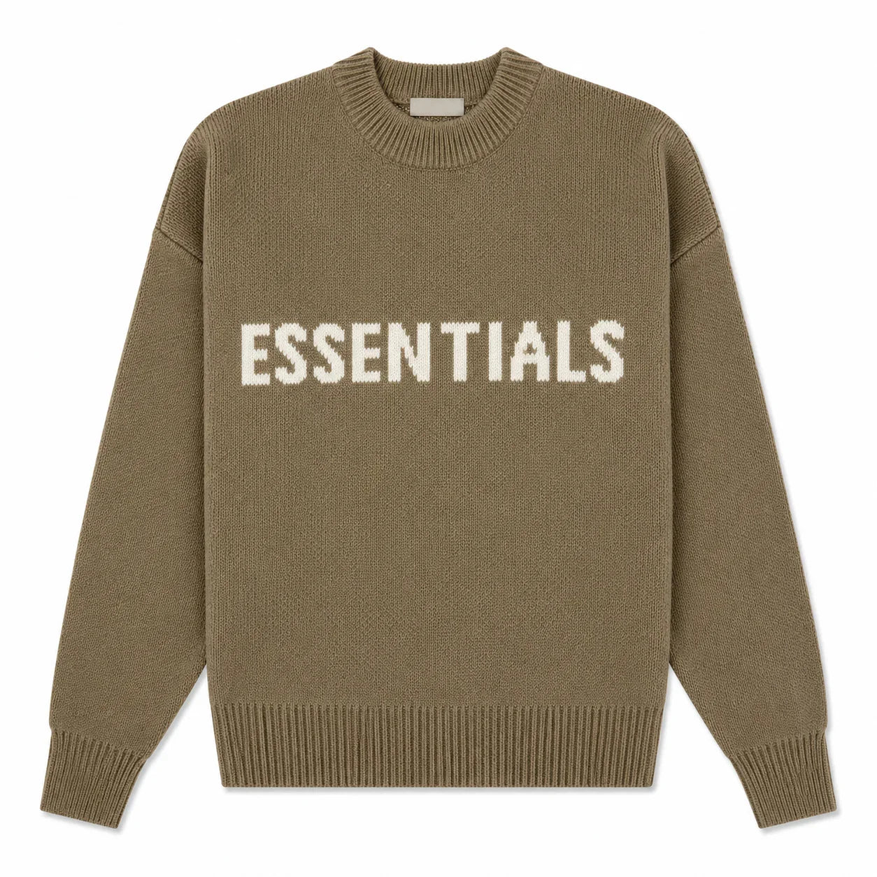 Essentials Round Neck Brown Knit Sweater