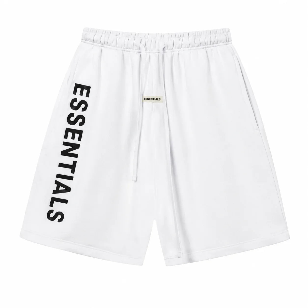 Essentials White Graphic Fleece Shorts
