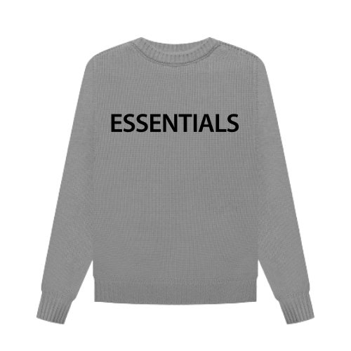 Essentials Overlapped Gray Knit Sweater