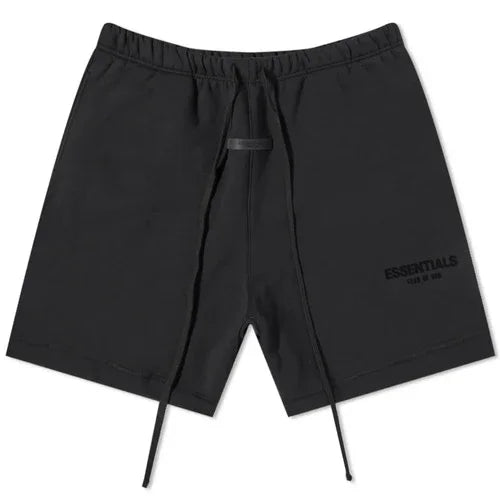 Essentials Black Drawstring Fleece Shorts