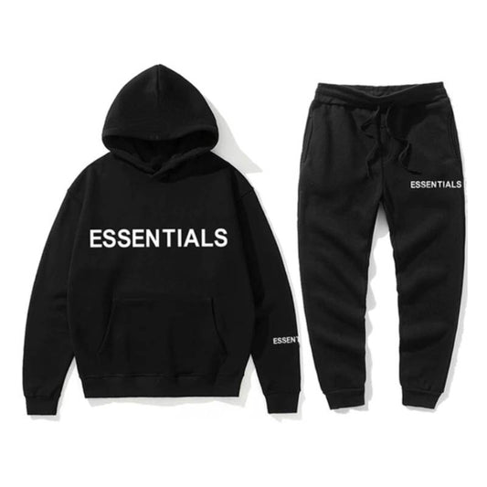 Essentials Bold Logo Tracksuit Set — Black