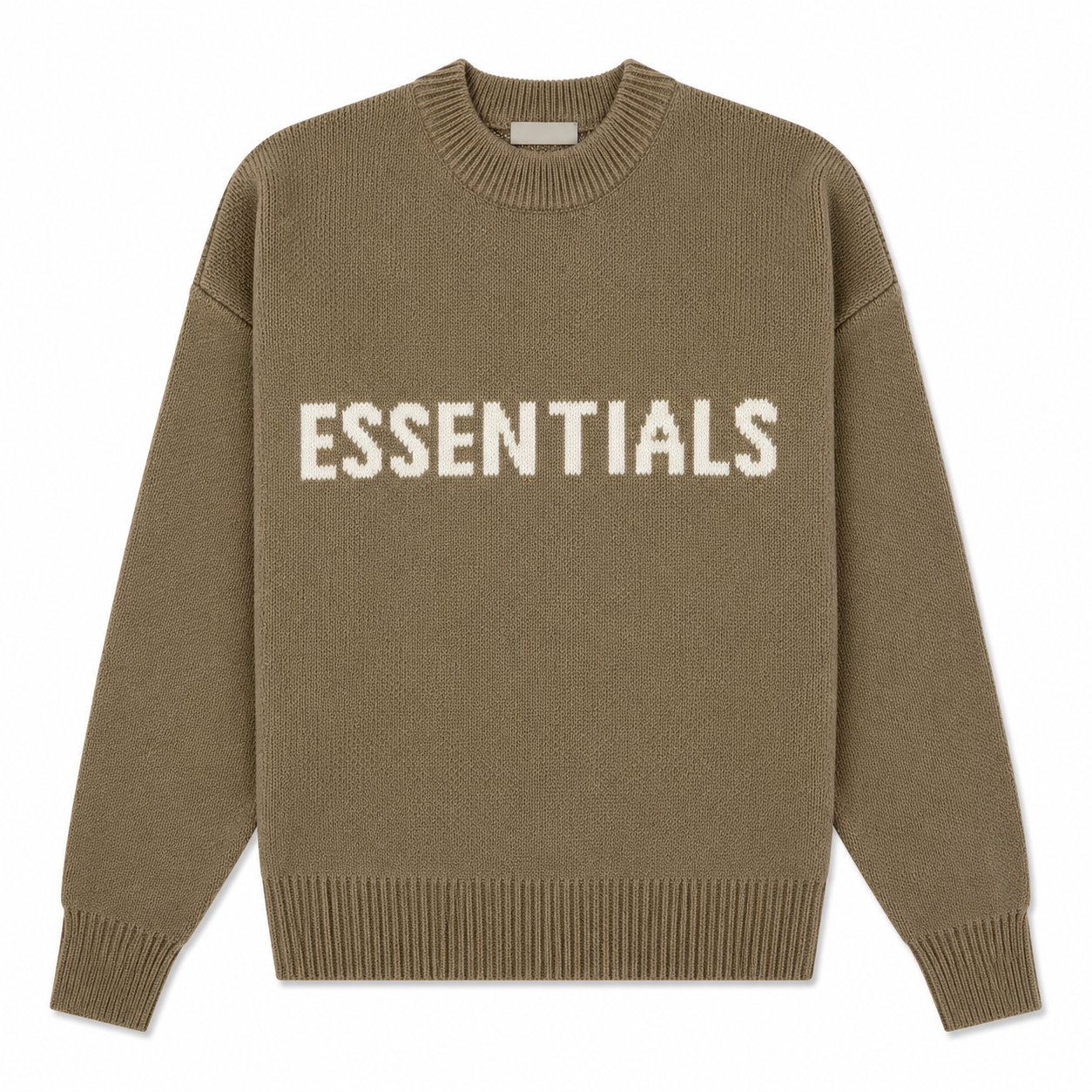 Essentials Round Neck Brown Knit Sweater