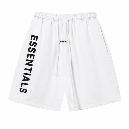 Essentials White Graphic Fleece Shorts