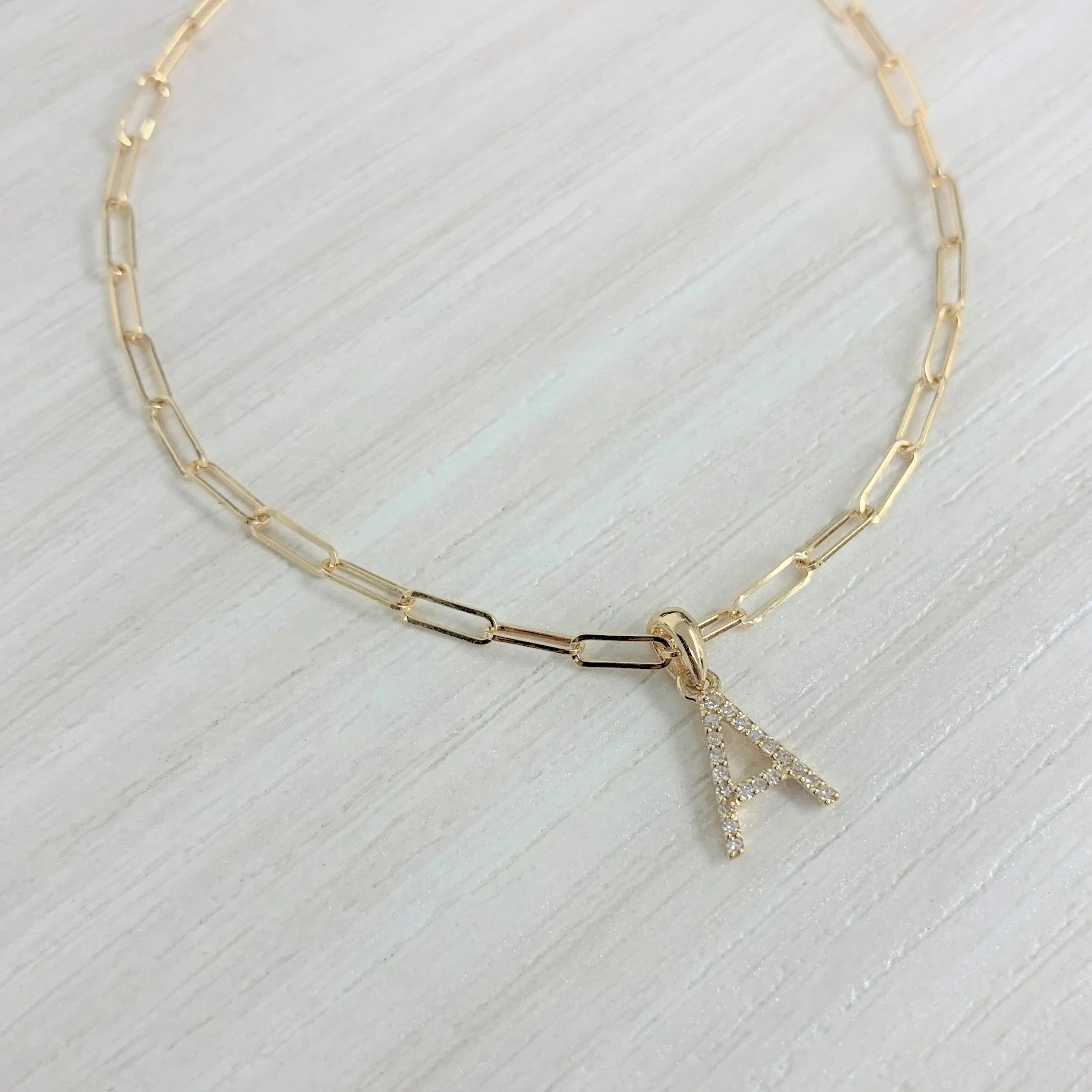 14k Gold & Diamond Initial Z Link Bracelet