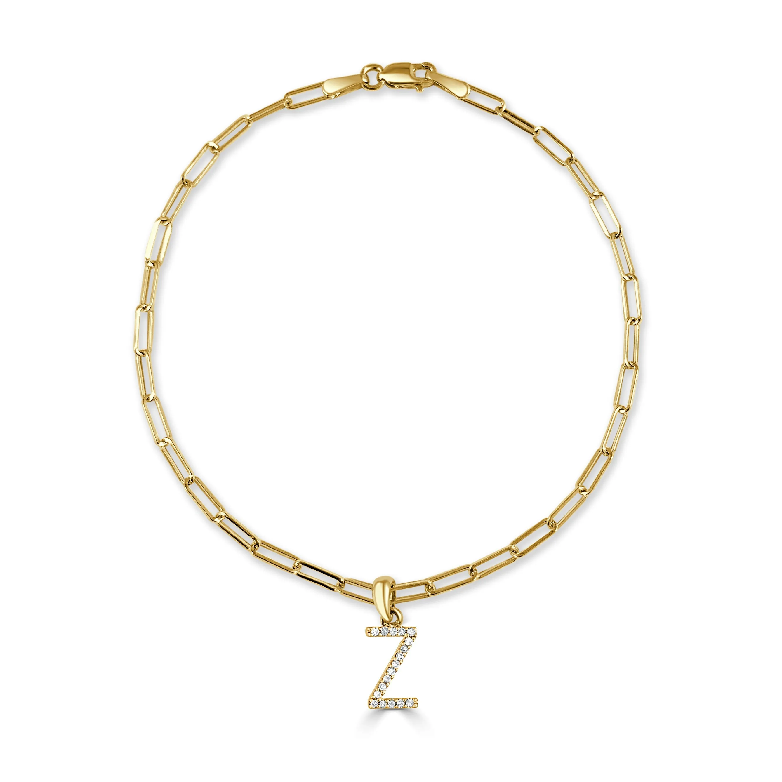 14k Gold & Diamond Initial Z Link Bracelet