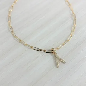 14k Gold & Diamond Initial Z Link Bracelet