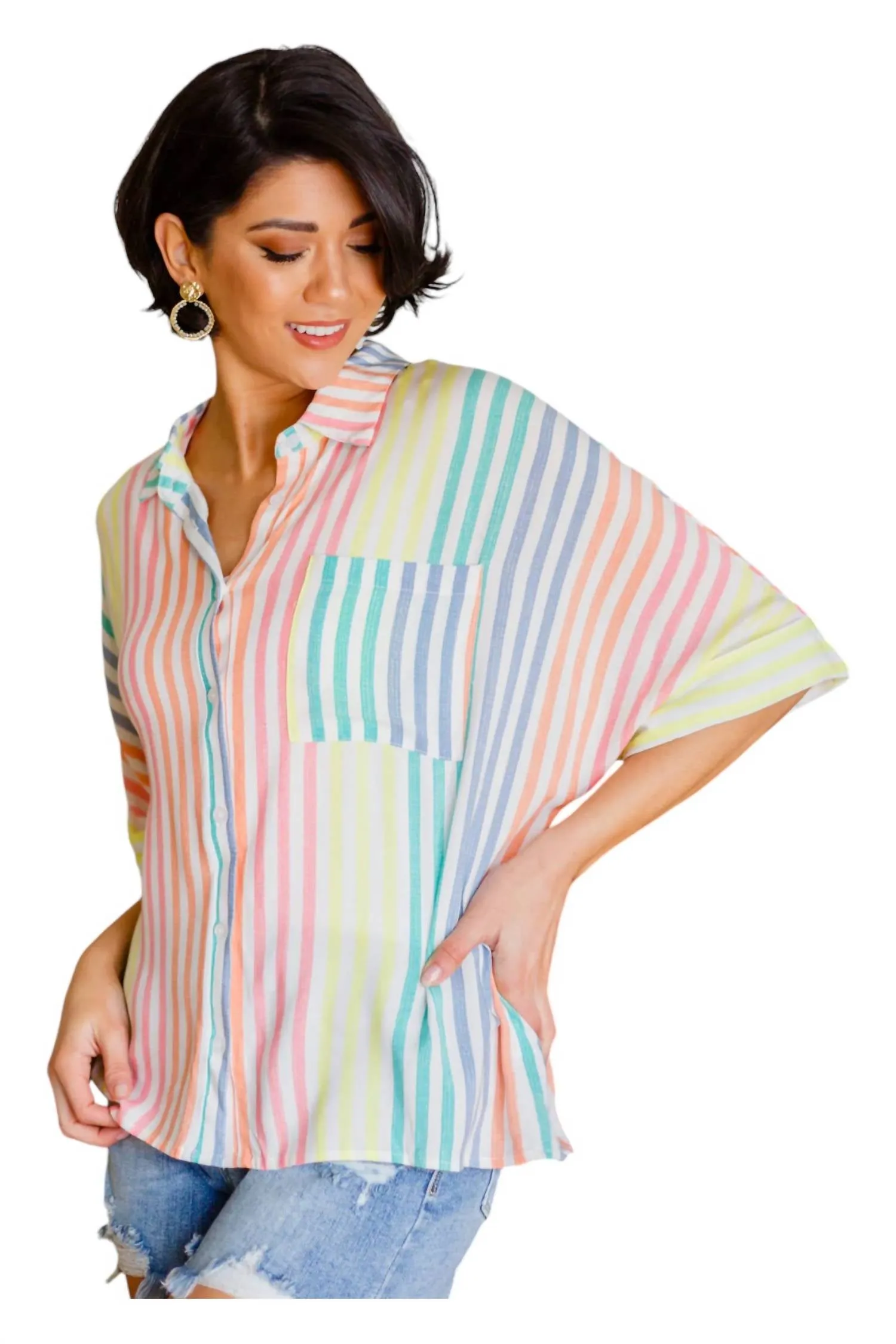 Andree By Unit - End Of The Rainbow Striped Shirt