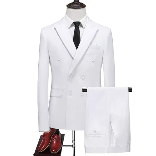 Business Double Breasted Solid Suit