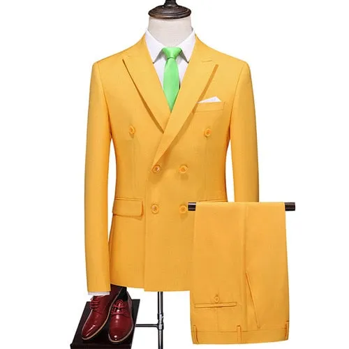 Business Double Breasted Solid Suit