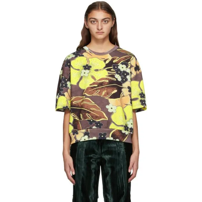Dries Van Noten Yellow and Brown Floral Sweatshirt