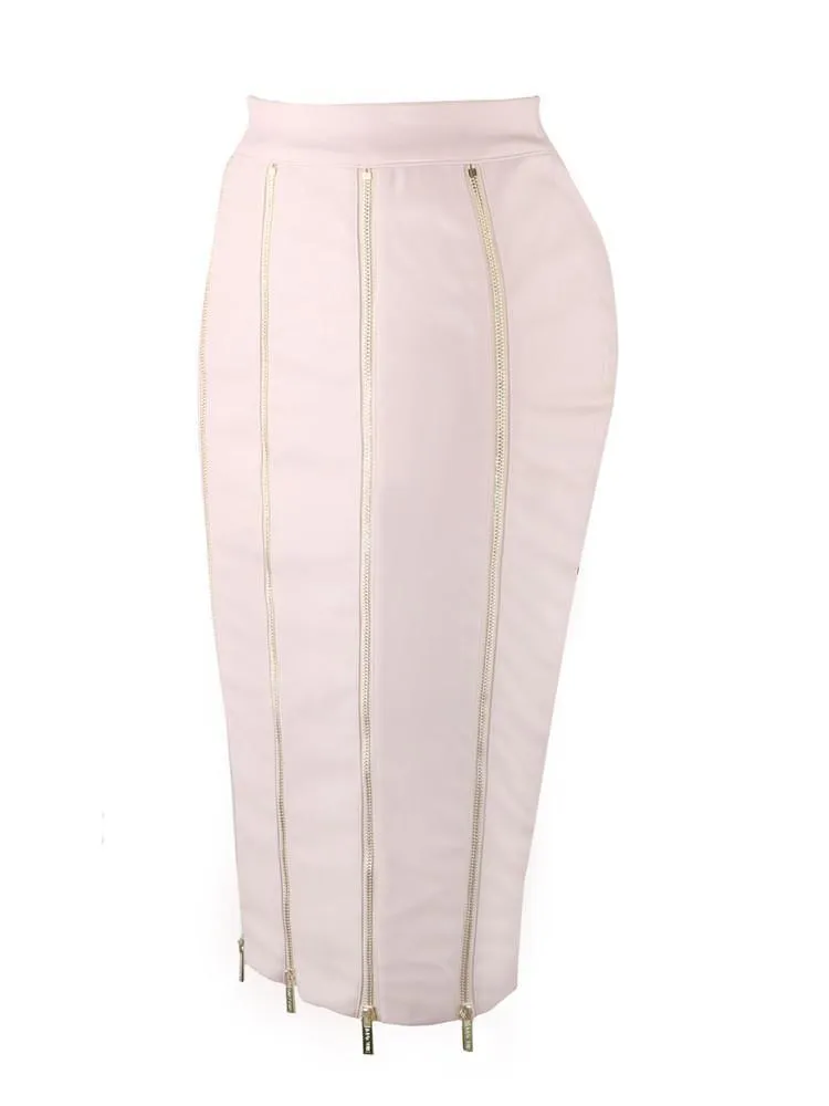 GARCIA BLUSH VEGAN LEATHER ZIPPER SPLITS MIDI SKIRT