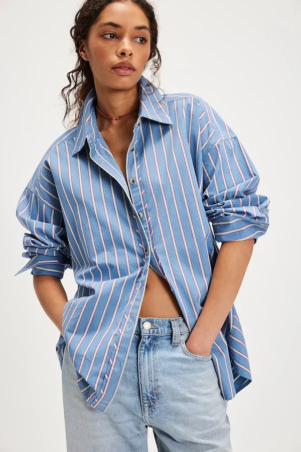 STRIPED VARSITY VIBES SHIRT