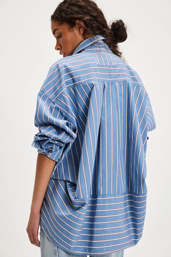 STRIPED VARSITY VIBES SHIRT