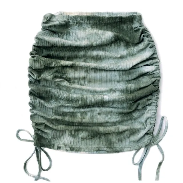 Tie-Dye Ruched Mini Skirt