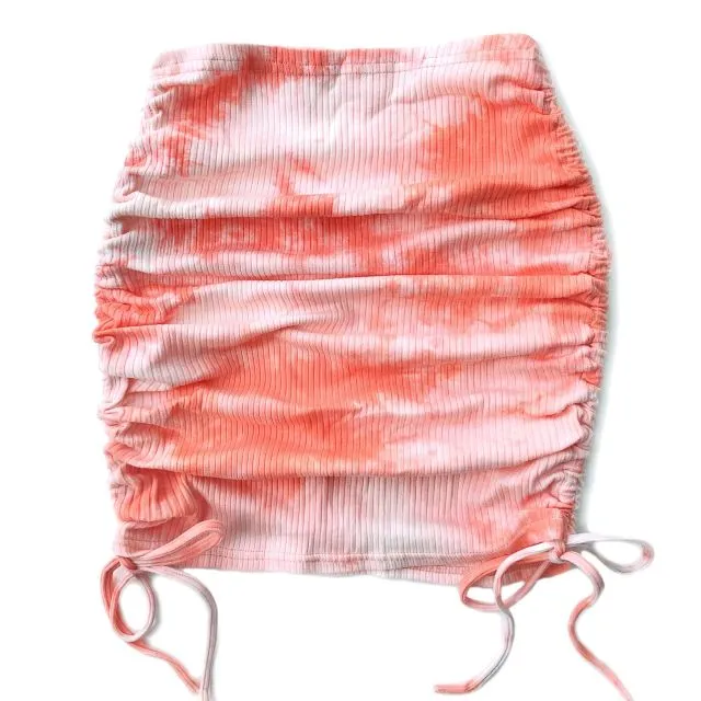 Tie-Dye Ruched Mini Skirt