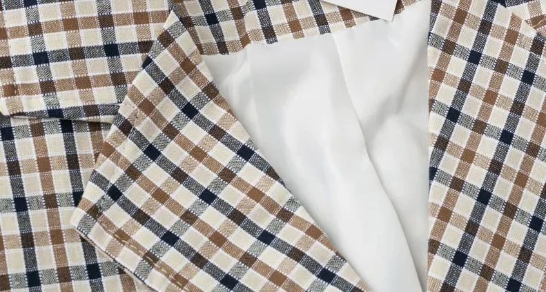 Women's Autumn Vintage Turn Down Collar Plaid Blazer