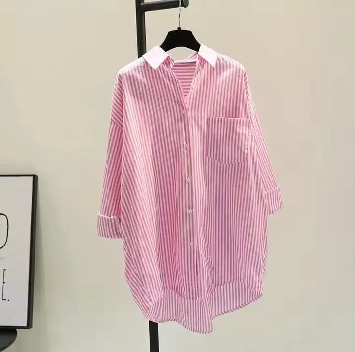 Women's Fashion Casual Striped  Shirt Jacket    595905
